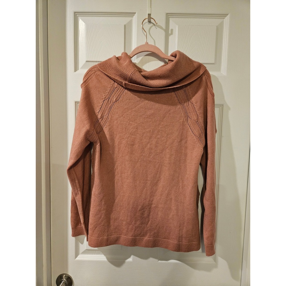 Soft Surroundings Noemie Cowl Neck Pink Wool Alpaca Sweater Medium Cozy - Picture 6 of 7